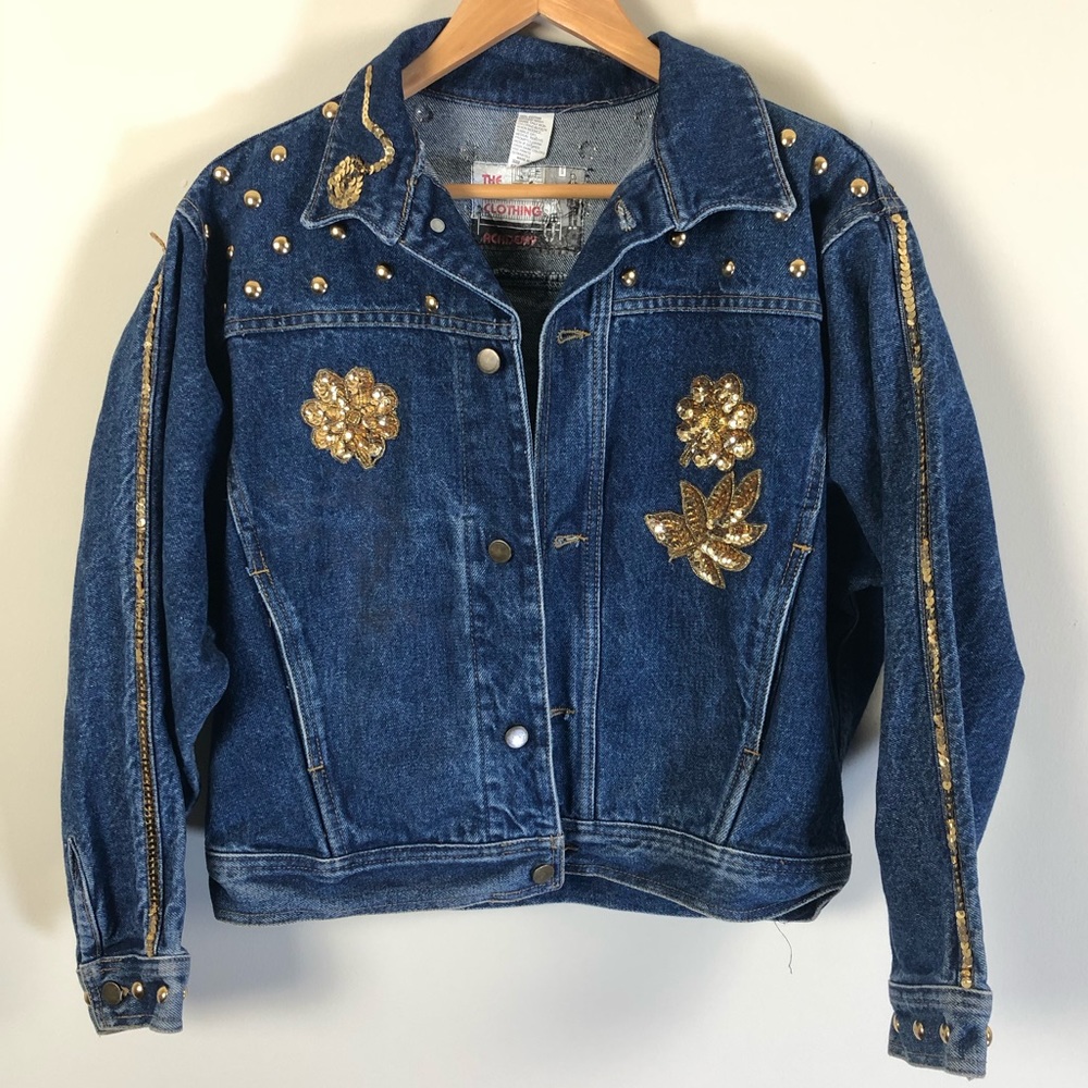 Gold Stud Sequin Denim Jacket